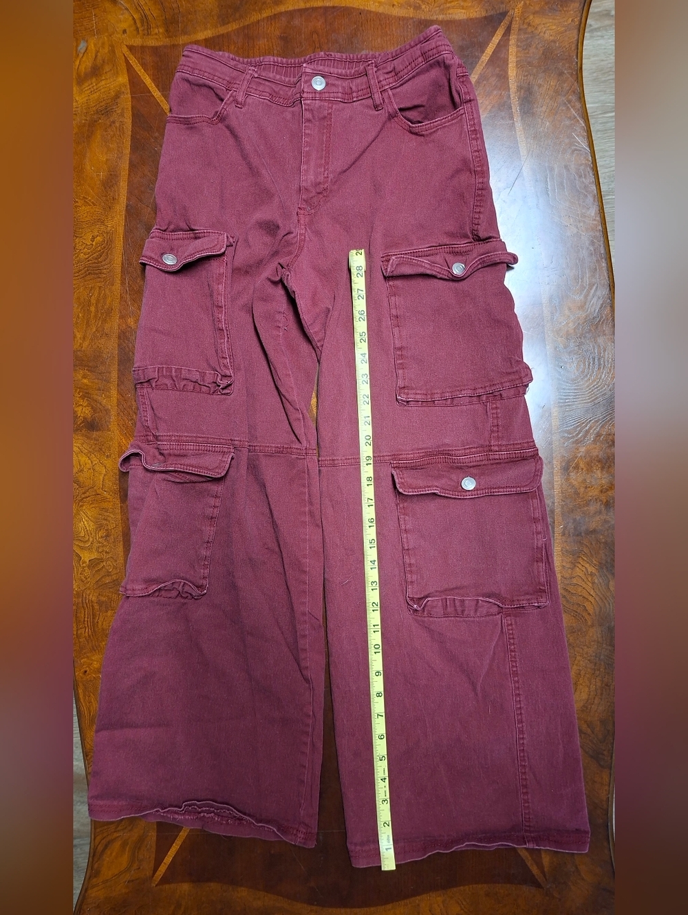 Wide Leg Cargo Pants in Burgundy